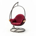 Hanging egg chair with soft cushion in burgundy color and durable metal frame