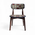 Wooden dining chair with floral fabric upholstery 45 x 45 x 85cm