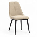 Fabric dining chair with black metal legs in beige 45 x 50 x 90cm