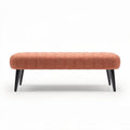 Upholstered ottoman in terracotta fabric with black wood legs 120 x 40 x 30cm